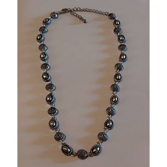 Vintage Avon Silver Beaded & Rope Textured Design Link Necklace - Picture 1 of 3